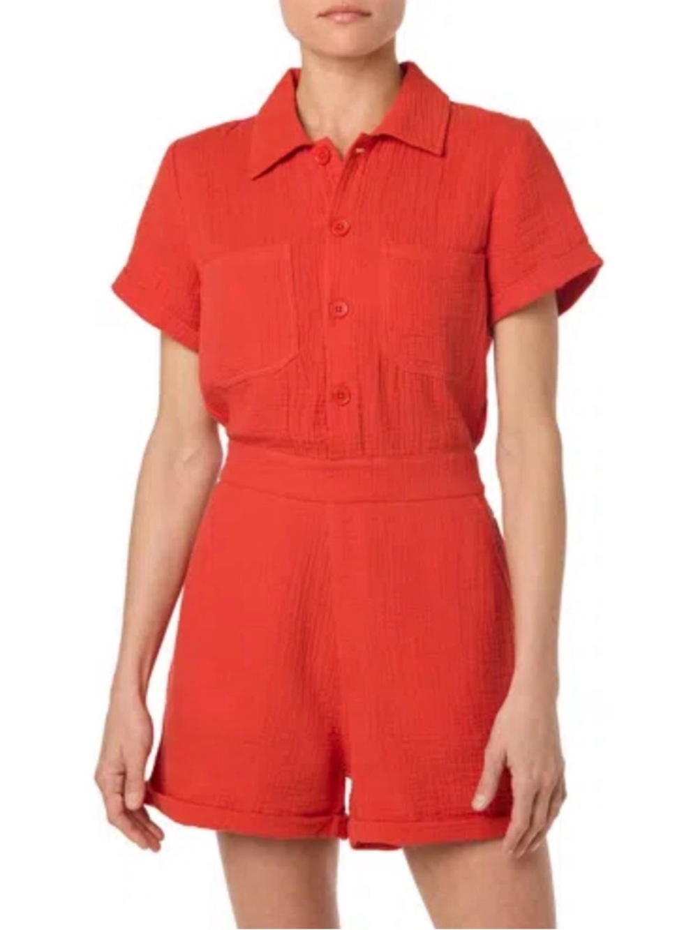 Joe's Jeans NWOT Cotton Gauze Romper in Valiant Poppy, Size Small